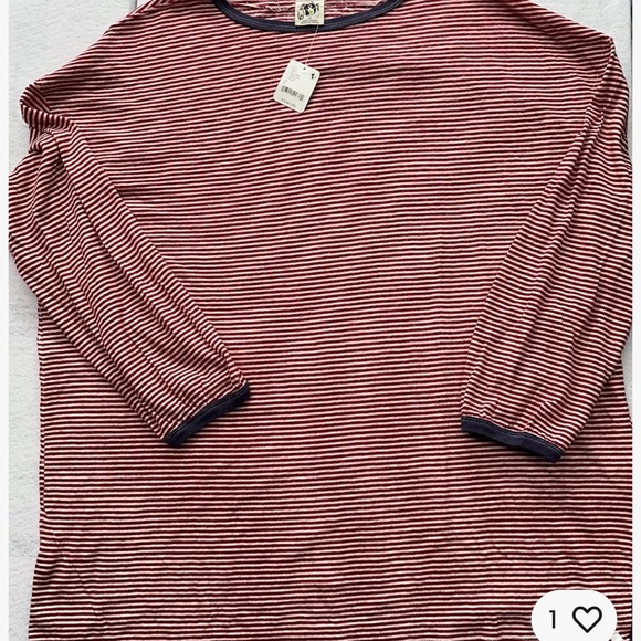 We The Free Womens Red White Striped Size Large Long Sleeve Linen blend - Picture 4 of 10